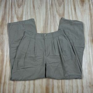 ASOBIO Women's Pleated Wide Leg Pant Khaki Beige Relaxed 28x27.5 Medium $119 RET